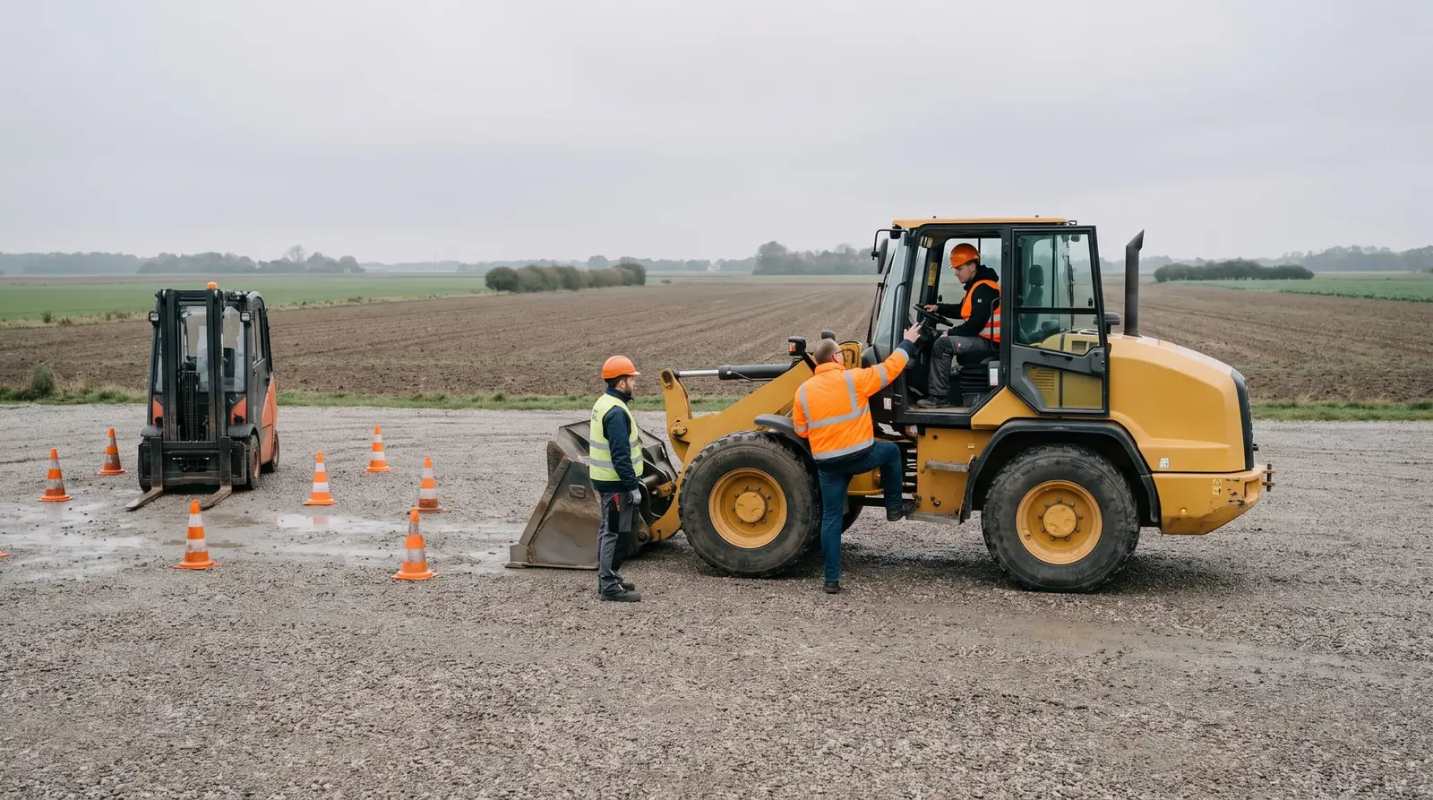 Baggerschein-Ausbildung an einem Radlader auf dem Übungsgelände